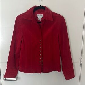 100% Real Leather - Red button down jacket